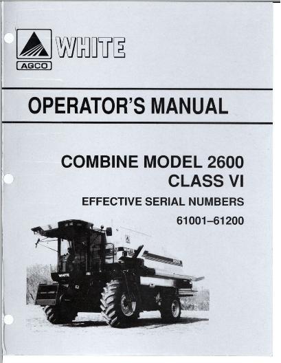 AGCO 2600 Combine Operator Manual 71367127 English