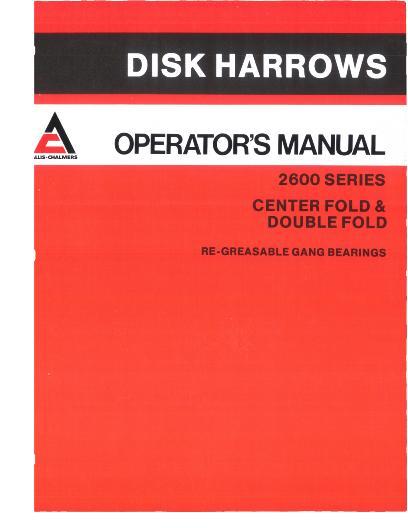 AGCO 2600 Series Disc Harrow (center, double fold, prior sn 4574) Operator Manual 71505384 English