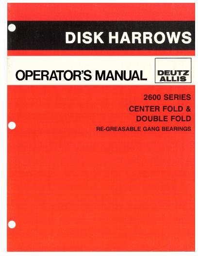 AGCO 2600 Series Disc Harrow (center, double fold, sn 4574 to 4601) Operator Manual 71508975 English