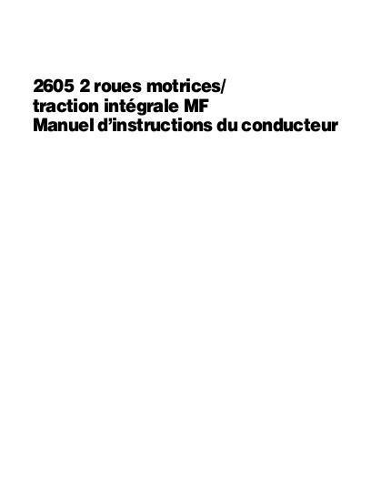 AGCO 2605 Tractor (2wd 4wd) Operator Manual 4283077M1 French