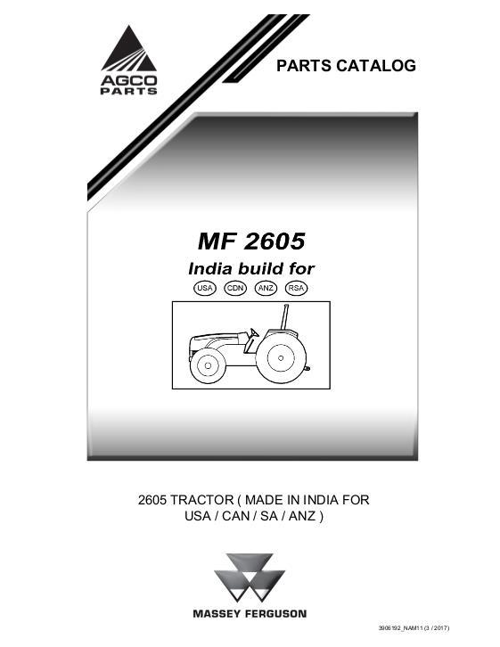 AGCO 2605 Tractor Parts Book 3906192M11 English