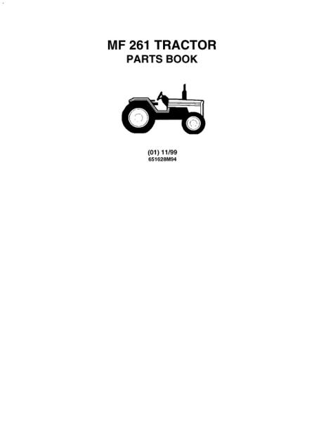 AGCO 261 Tractor Parts Book 651628M94 Multiple