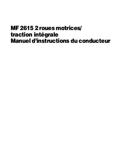 AGCO 2615 Tractor Operator Manual 4283079M1 French