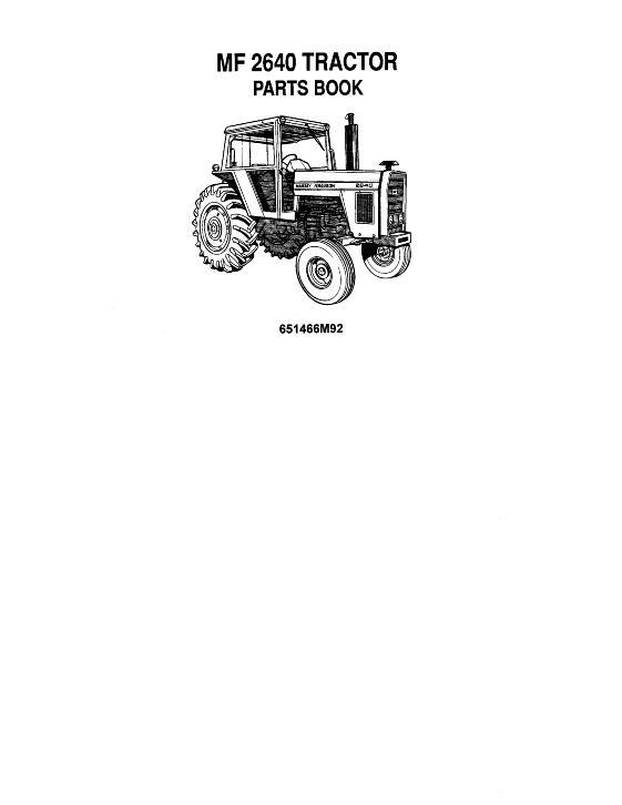 AGCO 2640 Tractor Parts Book 651466M92 Multiple