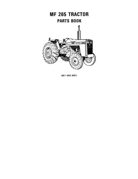 AGCO 265 Tractor (eff sn 9A349200) Parts Book 651450M91 English
