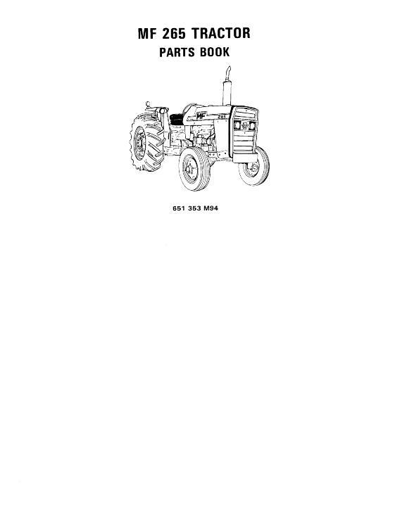 AGCO 265 Tractor (prior sn 9A349200) Parts Book 651353M94 English