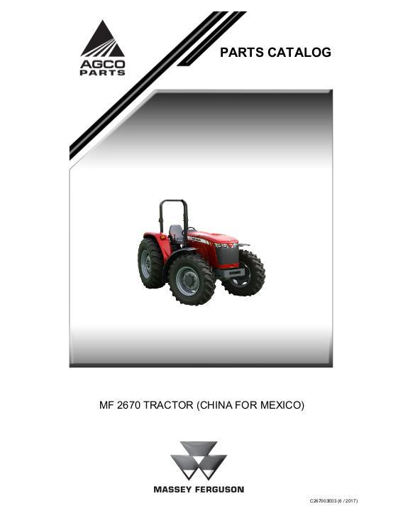 AGCO 2670 Tractor (China for Mexico) Parts Book C267003E03 English