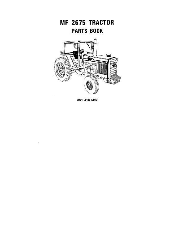 AGCO 2675 Tractor Parts Book 651416M92 English