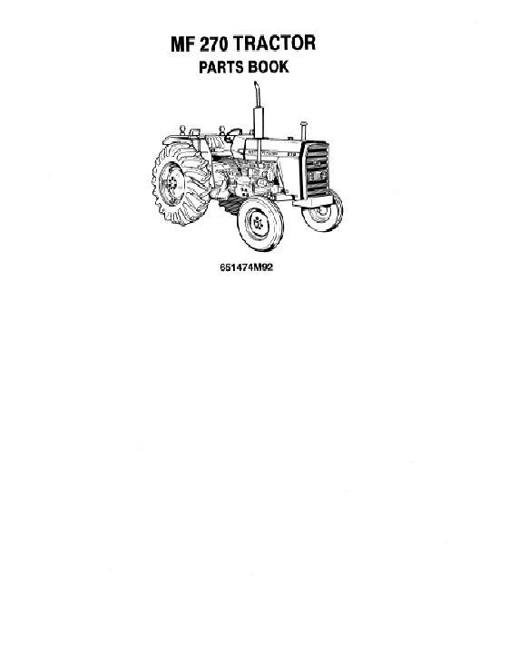AGCO 270 Tractor Parts Book 651474M92 English