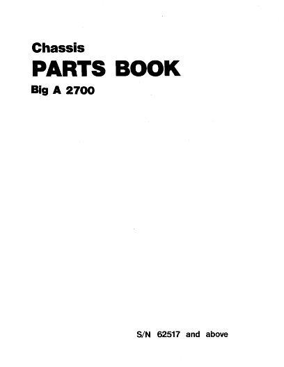 AGCO 2700 Big A Applicator (chassis, eff sn 62517) Parts Book AG009118 English