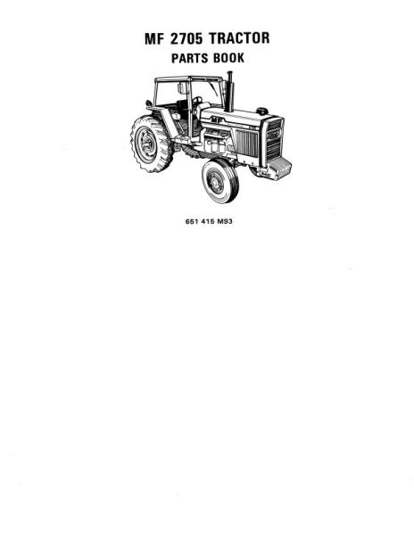 AGCO 2705 Tractor Parts Book 651415M93 English