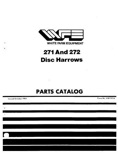 AGCO 271 272 Disc Harrow Parts Book W438217A English