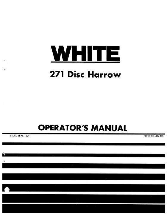 AGCO 271 Disc Harrow Operator Manual W437169 English