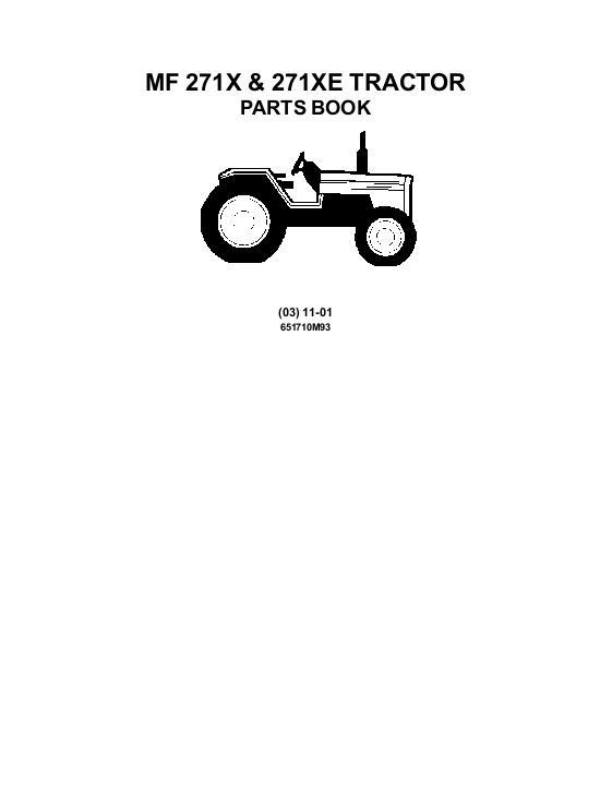 AGCO 271X 271XE Tractor Parts Book 651710M93 English