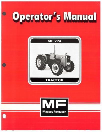 AGCO 274 Tractor (dry brakes, prior to sn 221N00936) Operator Manual 1449029M1 English