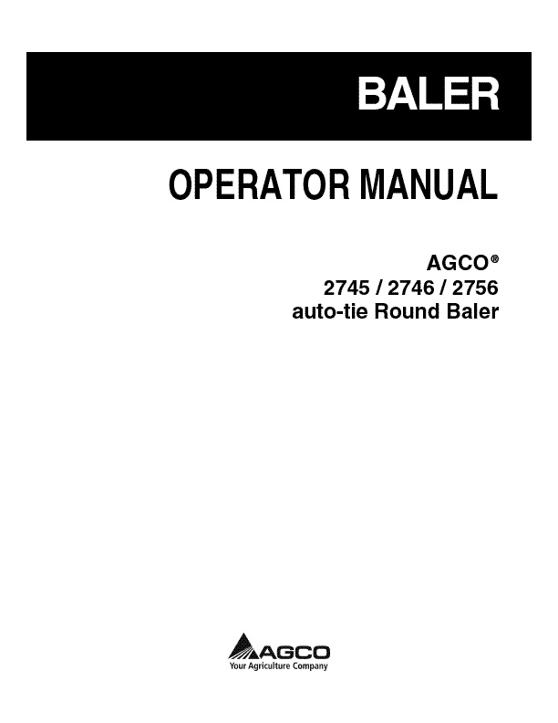 AGCO 2745 2746 2756 Round Baler Operator Manual 700734353D English