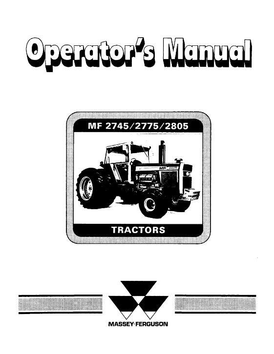 AGCO 2745 2775 2805 Tractor (Bosch CAV injection pump) Operator Manual 1448511M2 English