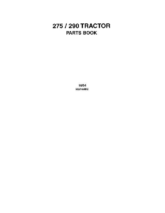 AGCO 275 290 Tractor (made in Turkey, eff 2003) Parts Book 1637464M2 English
