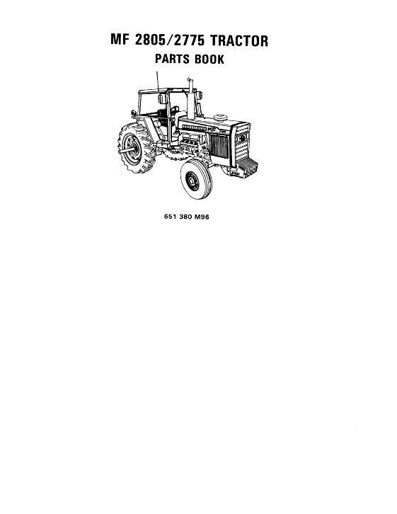 AGCO 2775 2805 Tractor (Bosch CAV injection pump) Parts Book 651380M96 English