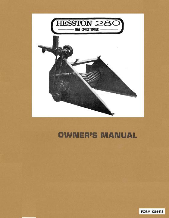 AGCO 280 Windrower (hay conditioner attachment, 1965) Operator Manual 84418 English