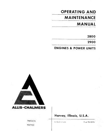 AGCO 2800 2900 Engine (industrial) Operator Manual 79007433 English