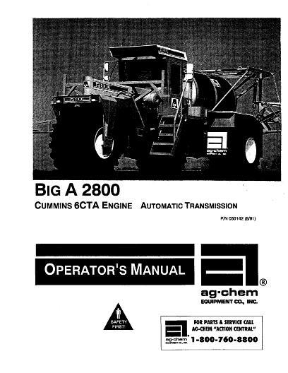 AGCO 2800 Big A Applicator (chassis, 1996) Operator Manual AG050142 English