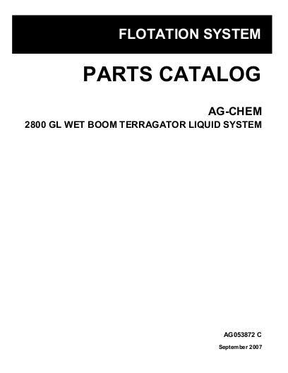 AGCO 2800 GL TerraGator (wet boom, liquid system) Parts Book AG053872C English