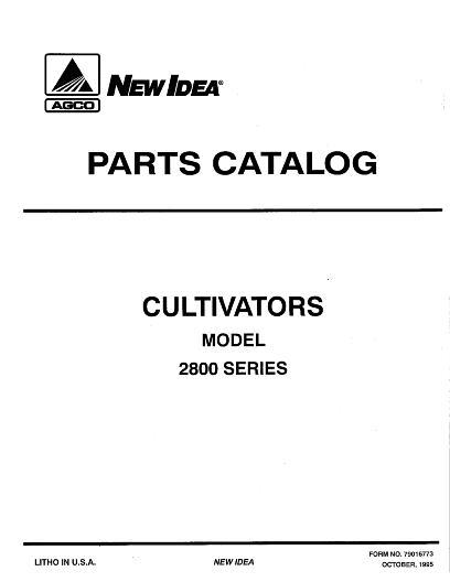 AGCO 2800 Series Row Crop Cultivator Parts Book 79016773 English