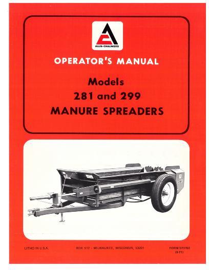 AGCO 281 299 Manure Spreader Operator Manual 70573152 English