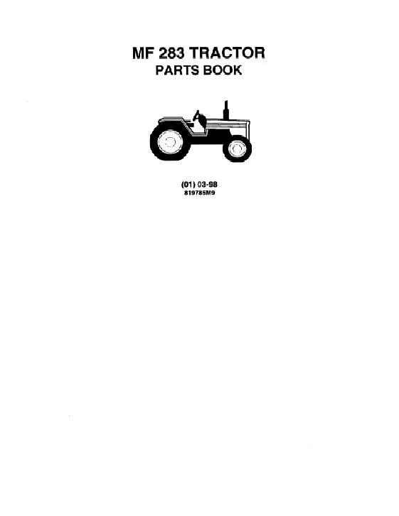 AGCO 283 Tractor (UK, Latest) Parts Book 819785M9 English