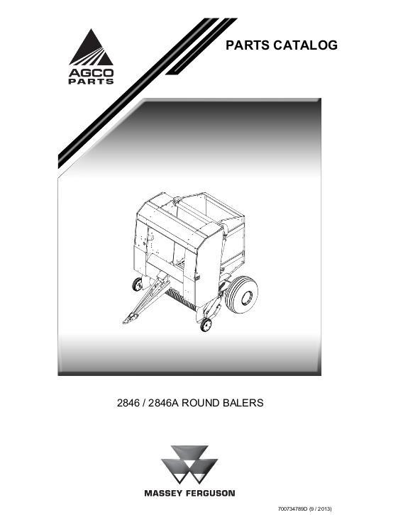 AGCO 2846 2846A Round Baler Parts Book 700734789D English
