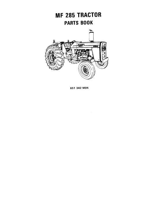 AGCO 285 Tractor (all 9B sn and prior to sn 9A349239) Parts Book 651342M94 English