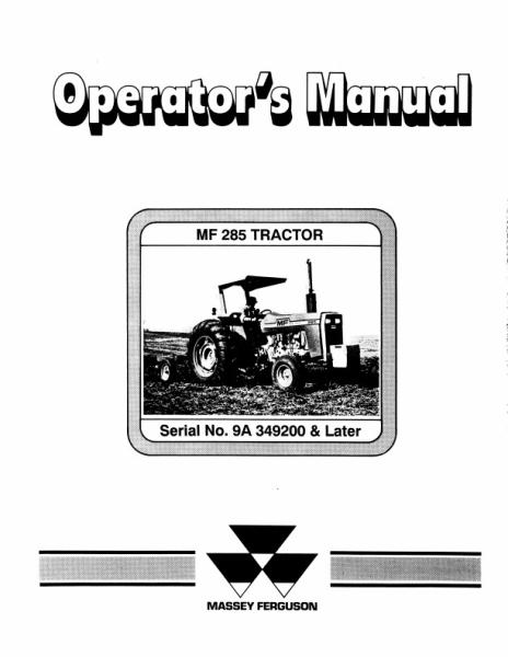 AGCO 285 Tractor (eff sn 9A349200) Operator Manual 1449023M1 English