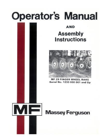 AGCO 29 Finger Wheel Rake (eff sn 1233 000 001) Operator Manual 1448361M2 English