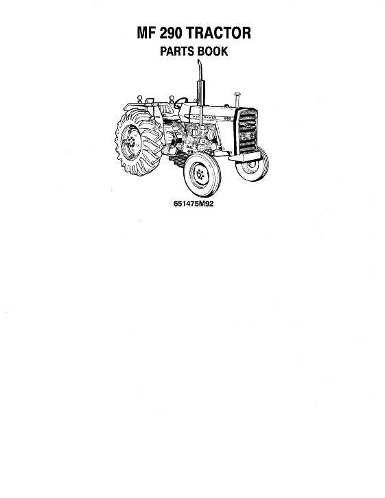 AGCO 290 Tractor (prior sn P06156, UK production, 1989) Parts Book 651475M92 English