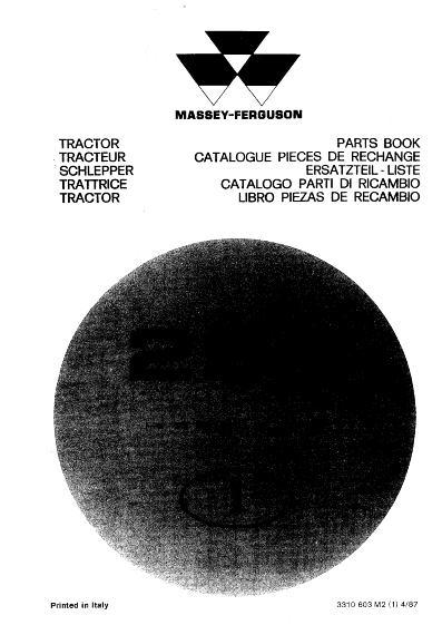 AGCO 294 Tractor Parts Book 3310603M2 Multiple