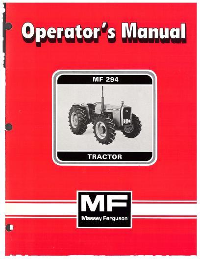 AGCO 294 Tractor (dry brakes, prior sn 2230003) Operator Manual 1449030M1 English