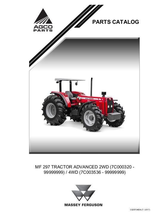 AGCO 297 Tractor (advanced, eff 2wd 7C000320, 4wd 7C003536) Parts Book C029704E06 English