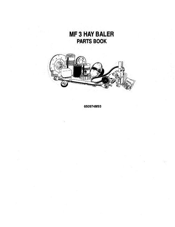 AGCO 3 Rectangular Baler Parts Book 650974M93 English