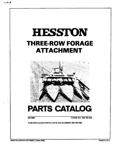 AGCO 3 Row Forage Head (attachment) Parts Book 700705424 English