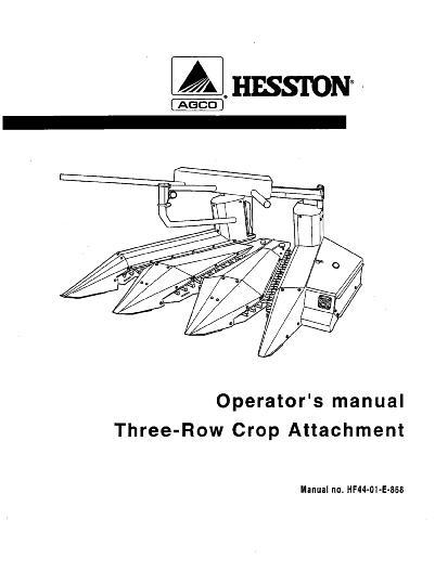 AGCO 3 Row Head 30 Corn Head (prior sn 'M') Operator Manual HF4401E868 English