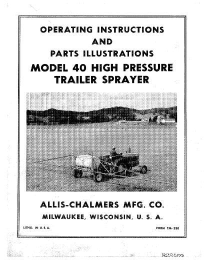 AGCO 30 40 Trailer Sprayer (high pressure) Operator Manual 70828469 English
