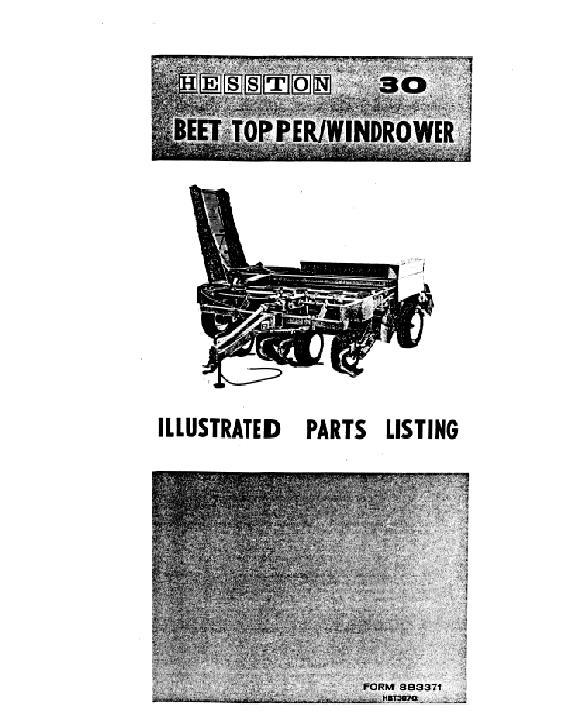 AGCO 30 Beet Windrower (1970-72) Parts Book 883371 English