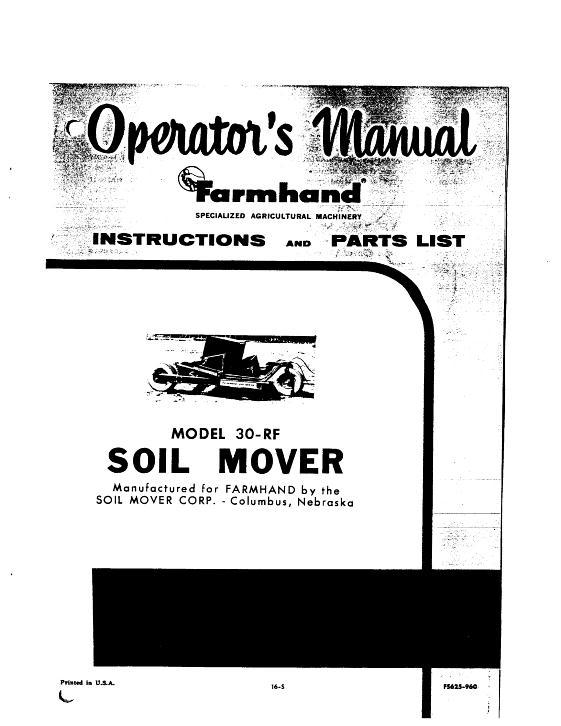 AGCO 30-RF Soil Mover (1960) Operator Manual FS625960 English