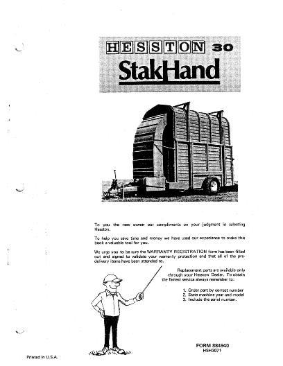 AGCO 30 SH30 StakHand (1971-73) Operator Manual 884940 English