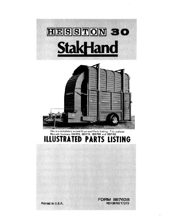 AGCO 30 SH30 StakHand Parts Book 887638 English