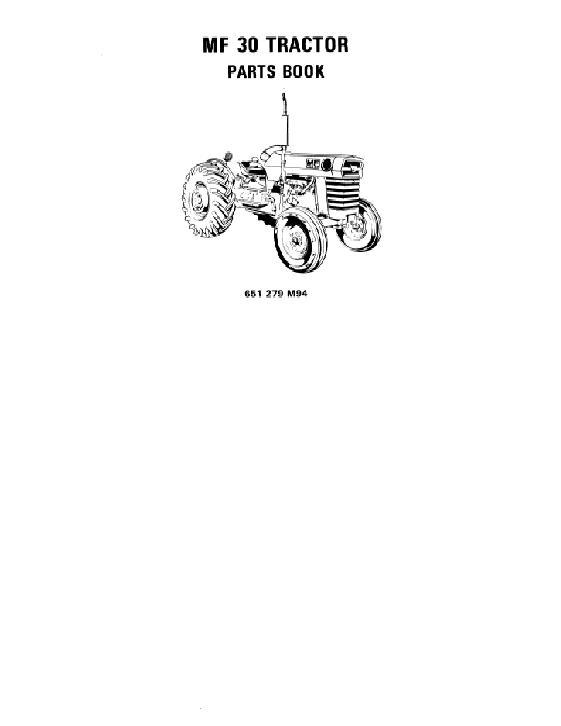 AGCO 30 Tractor Utility Tractor Parts Book 651279M94 Multiple