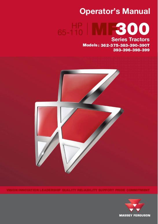 AGCO 300 Series Tractor (footstep, eff sn A29151, UK) Operator Manual 1856832M5 English
