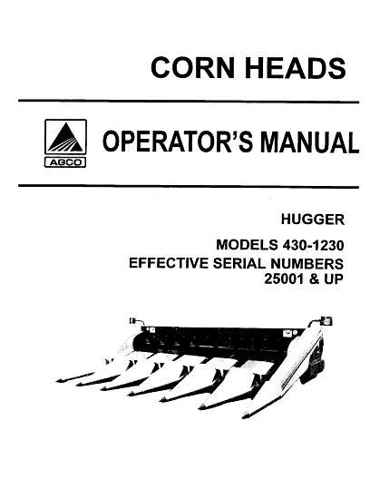 AGCO 3000 Hugger Corn Head (steel dividers, eff sn 25001) Operator Manual 71382302 English
