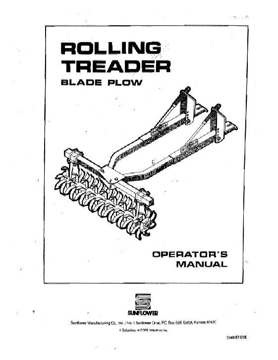 AGCO 3000 Series Blade Plow Rolling Treader Attachment Operator Manual SN997516 English